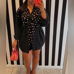 Elegant Black and White Polka Dot Women's Blouse
